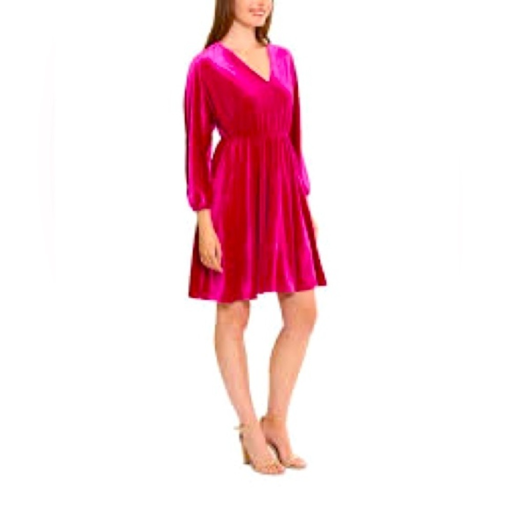 London Times velvet pink boho mini dress size medium-NWT